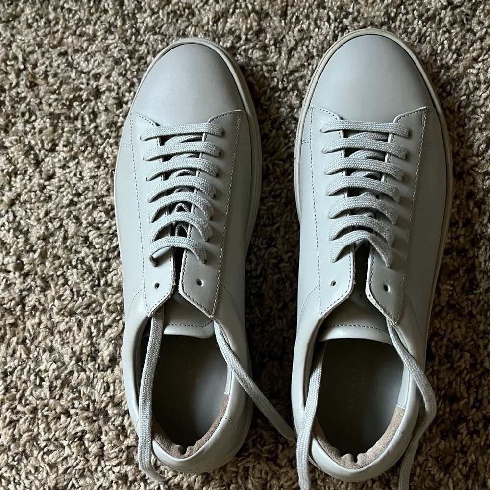 Oliver Cabell Men's Gray Leather Low-Top Sneakers